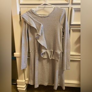 Cute black and white striped ruffle dress.